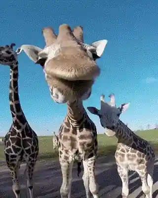 Trois girafes tournées vers l'objectif