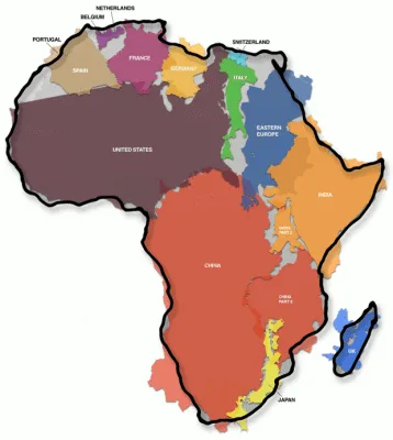 Carte de l'Afrique avec le vrais proportions